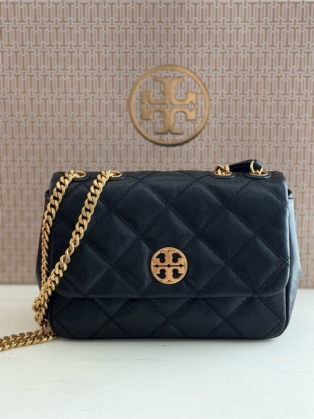 NWT Tory Burch WILLA BLACK SMALL SHOULDER BAG BLACK